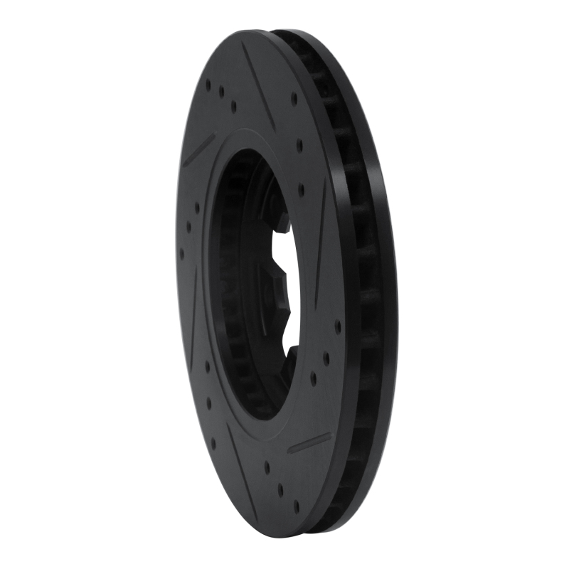 Nissan NP300 Brake Rotor (1) - Front Left - R1 Concepts - Drilled & Slotted - Black - `85-`12